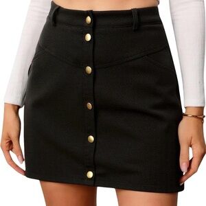 Button Front Corduroy Mini Skirt Dressy Casual High Waisted Bodycon Work Skirts